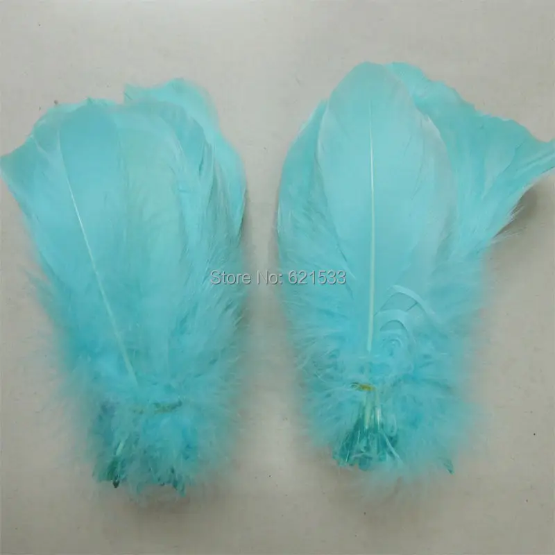 

200 шт./лот! Светло-голубые гусиные перья длиной 13-18 см, идеально подходят для рукоделия, дизайна костюмов, повязок на голову, вуалетки для воло...