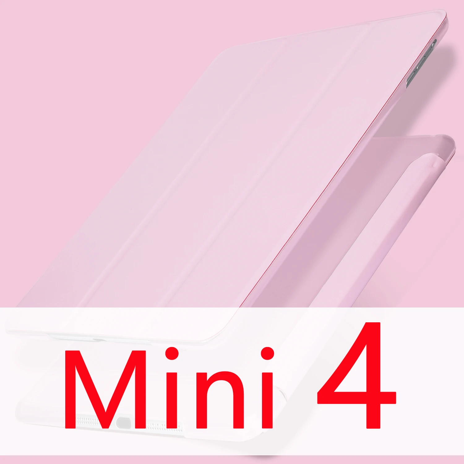 Для Apple iPad Mini 4 3 2 1 чехол, GOOJODOQ тонкий из искусственной кожи полупрозрачный ПК Жесткий Чехол для iPad Mini 4 чехол Авто Режим сна - Цвет: Pink 4