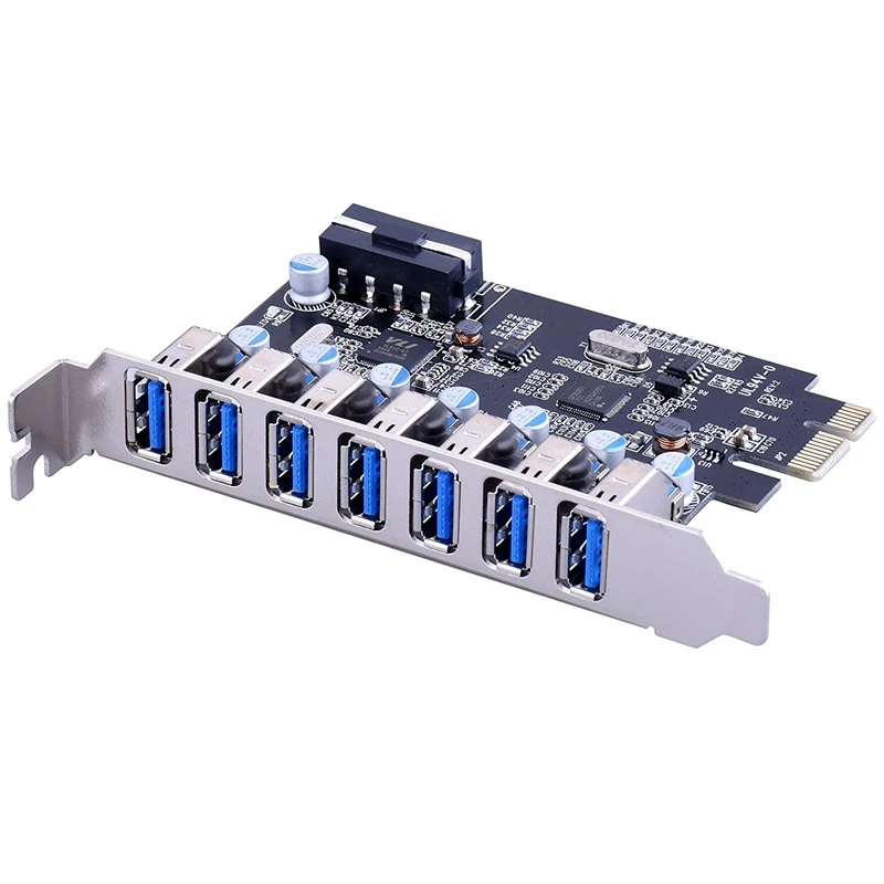 7 портовая карта расширения Superspeed USB 3 0 PCI E Express с 4 контактным разъемом питания 5 В