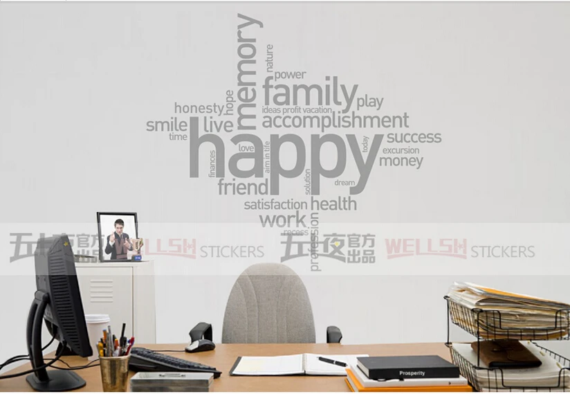 Виниловая наклейка на стену для семьи с надписью Happy Family Work Quote Home настенная