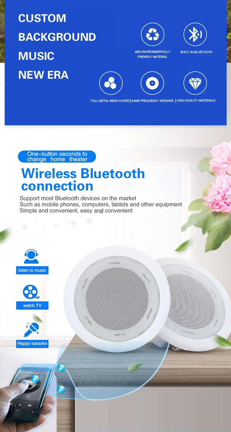 20 Вт bluetooth беспроводной потолочный динамик пульт дистанционного управления активный динамик домашняя аудиосистема фоновая музыка встроенный потолочный динамик