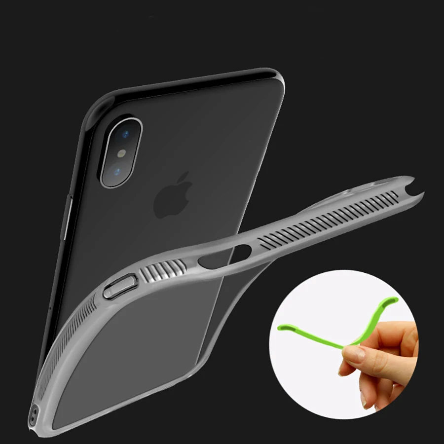 Полная защита анти-шок ударопрочный 2 в 1 Броня прозрачный мягкий чехол для iPhone X