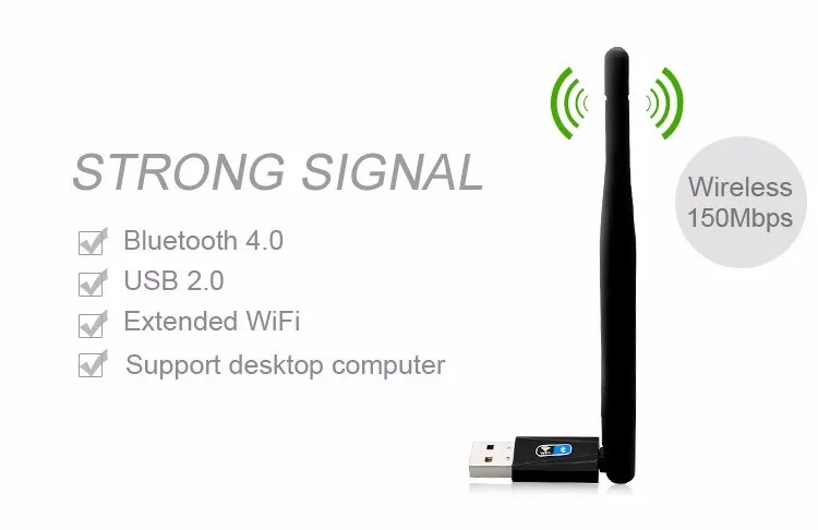 2 в 1 Bluetooth Wifi приемник беспроводной USB Wifi адаптер 150 Мбит/с нано компьютерная сетевая карта поддерживает Windows 7/8/8,1/10/XP/Vista