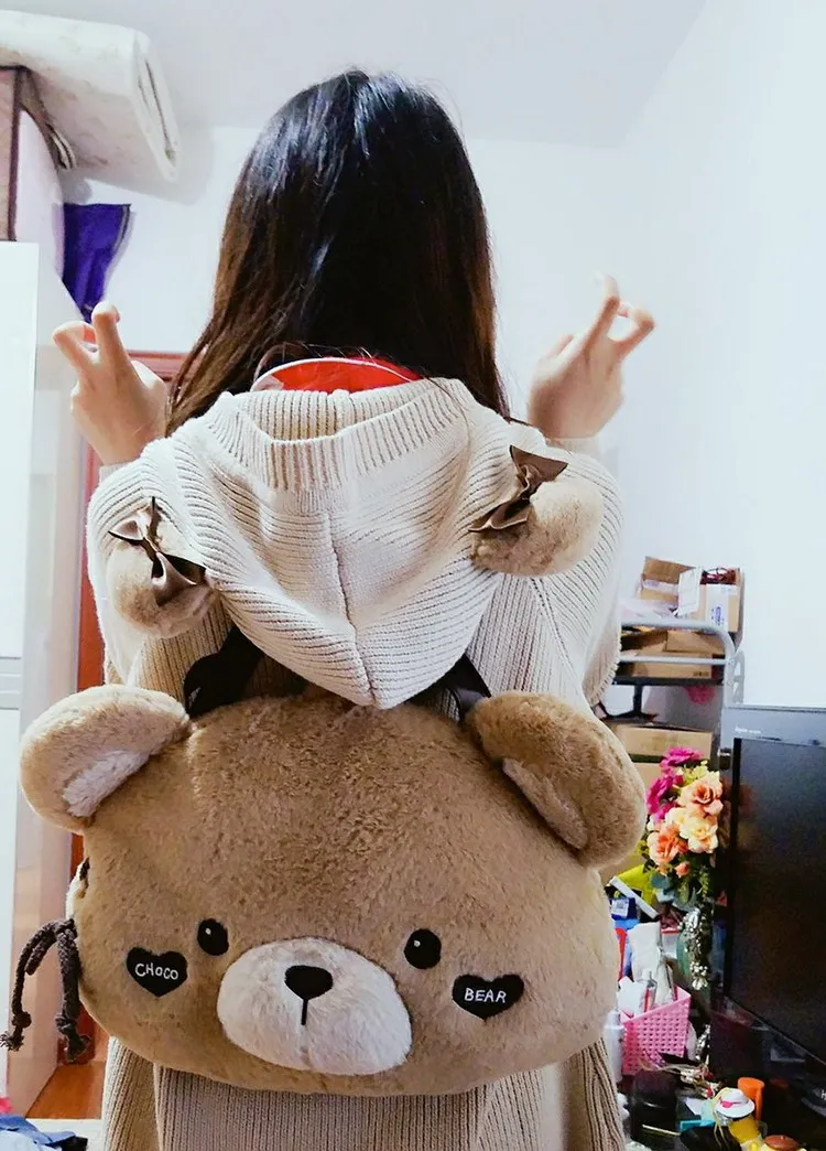 Зимние Алиса Лолита Kawaii шоколад медведь 3 способа сумка Плюшевые куклы Tote девушка сумки Для женщин Повседневное сумка