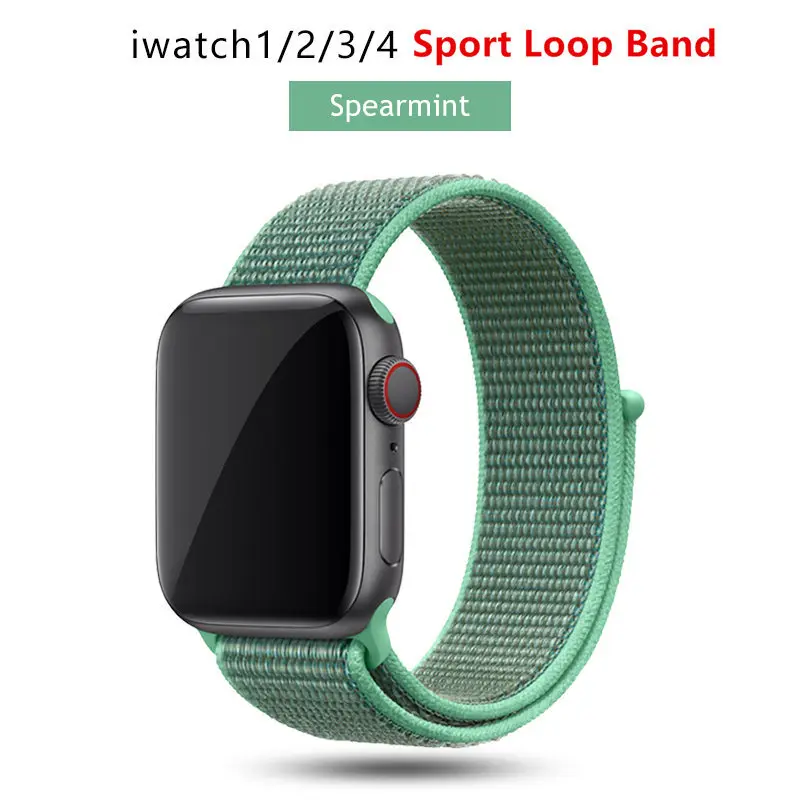 NEW Spearmint Нейлоновый ремешок для Apple Watch 42 мм 38 мм iWatch 4 ремешка 44 мм 40 мм Браслет спортивная петля ремешок для часов ремень для часов дышащий 5 4 3 2 1 - Цвет ремешка: NEW Spearmint