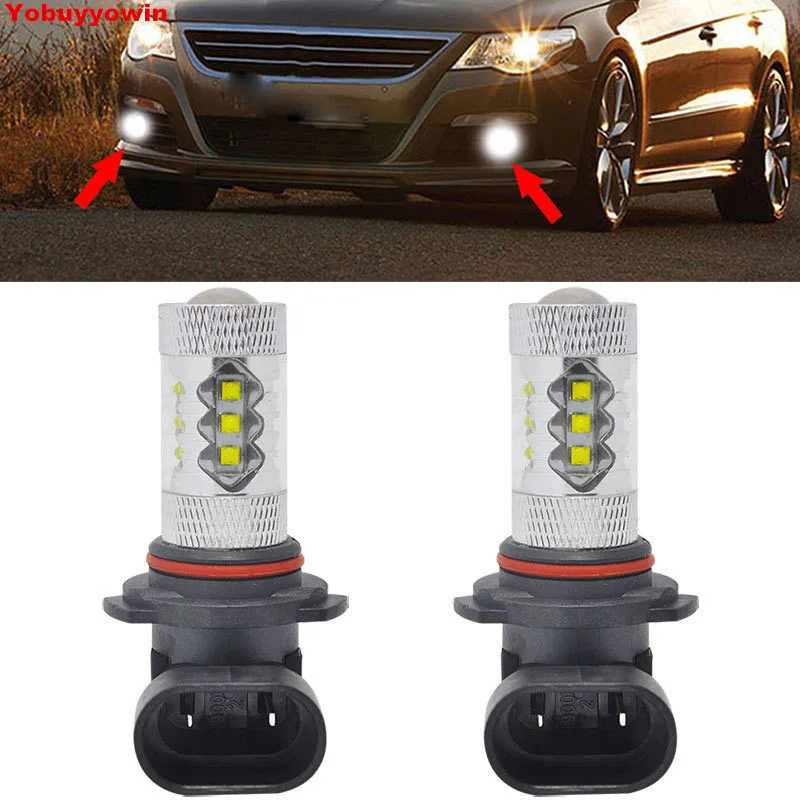 

2x 9005 HB3 9006 HB4 H10 H8 H11 H16JP H7 P13W H16EU 9012 High Power 80W Car LED Fog Driving Light 6000K 1000LM White DRL Bulbs