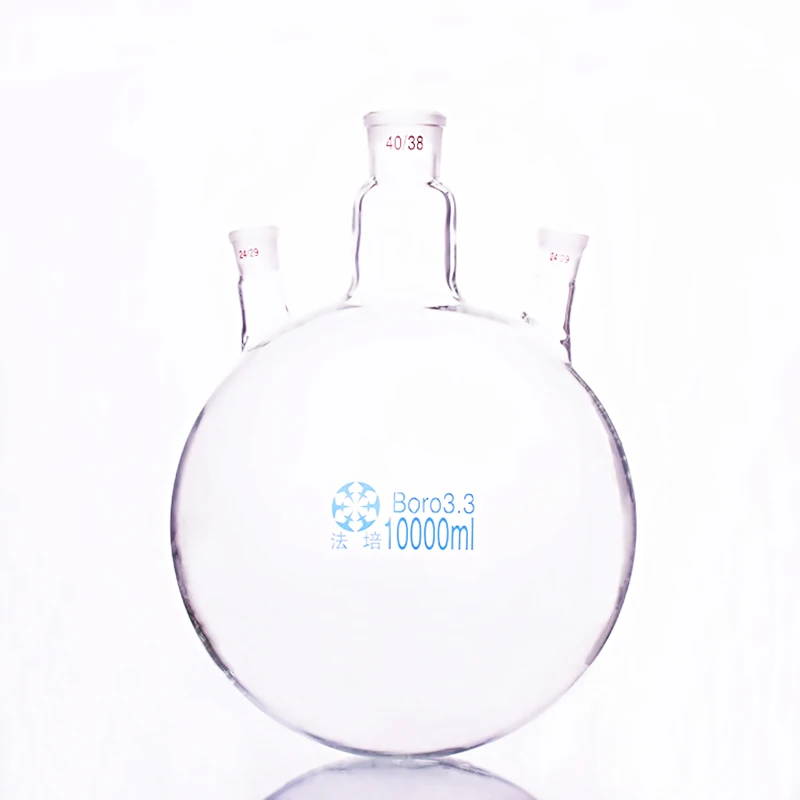Three-necked flask oblique shape with three necks standard ground mouth Capacity10000ml Middle joint 40/38 lateral 24/29 | Канцтовары