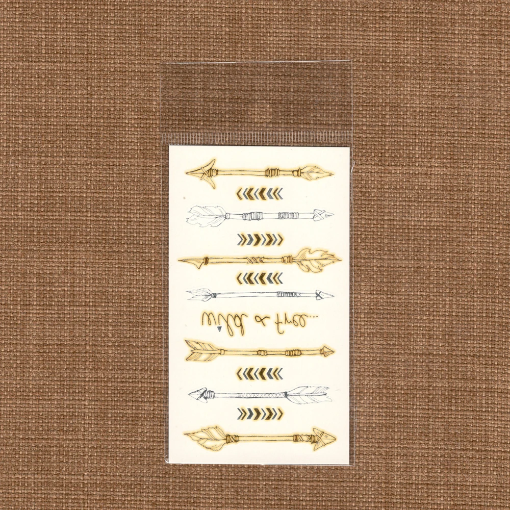 Стрелка временные фальшивые татуировки металлик золотого и серебряного цвета