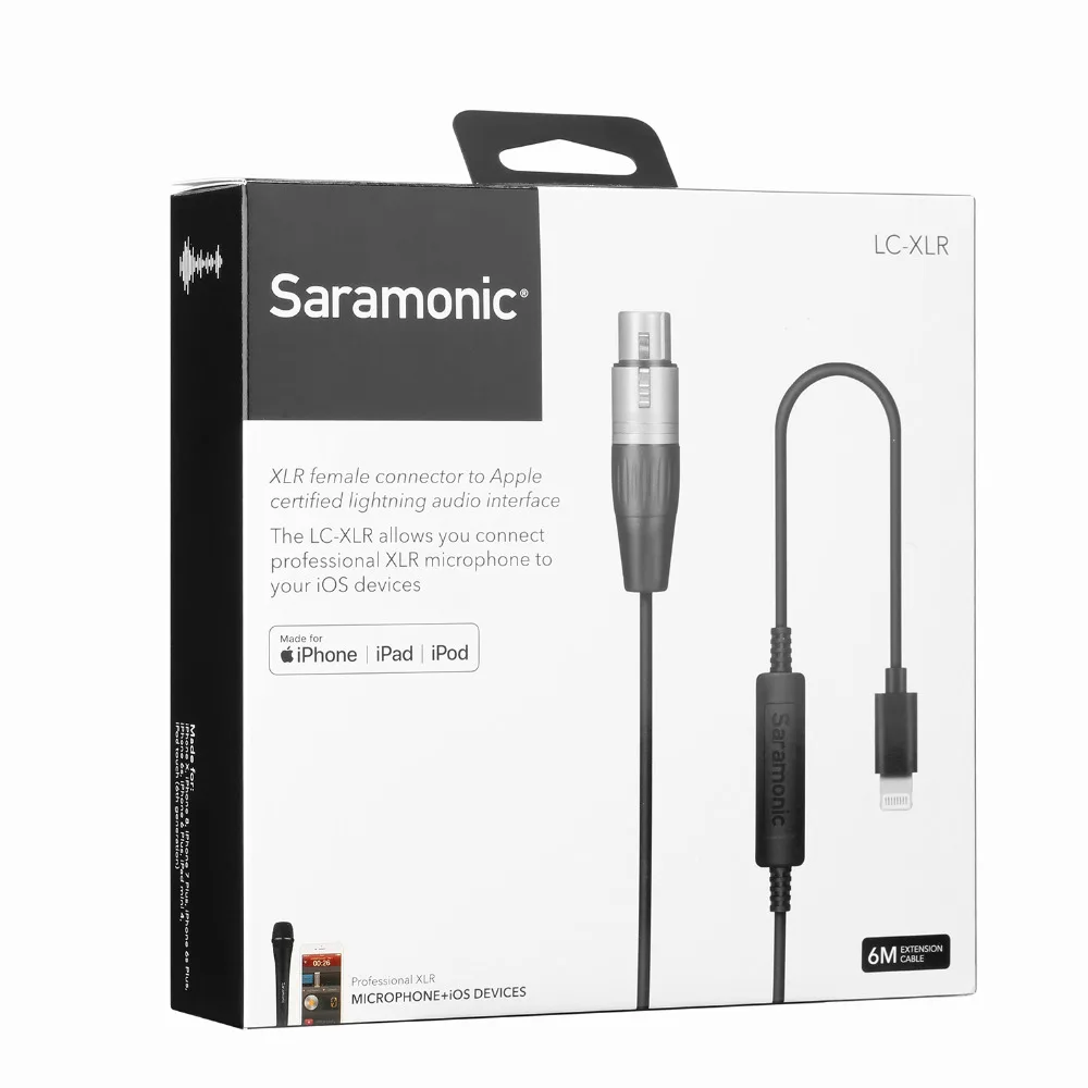 Saramonic LC XLR 6 м Кабель адаптер с вход и Apple Сертифицированный аудиоадаптер разъемом