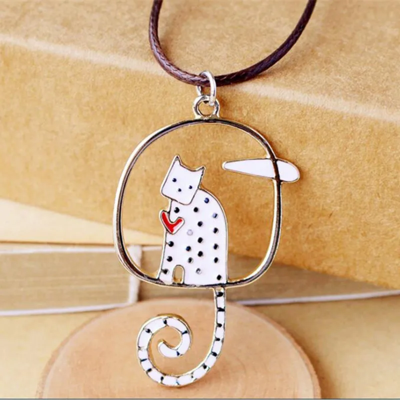 Ожерелья подвески Timlee N042 из сплава с милым мультяшным изображением кота волка