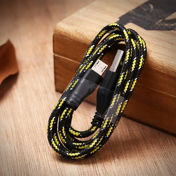 Black 8 цветов плетеный провод Micro USB кабель 1 м 3 фута нейлоновый кабель для синхронизации зарядного устройства для сотовых телефонов xiaomi redmi note 3 s - Цвет: Black