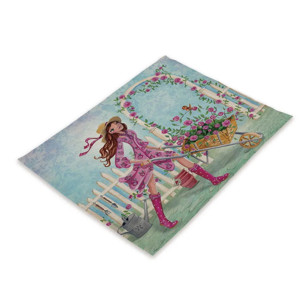 Скандинавские кухонные коврики цветочные американские столовые приборы чашки