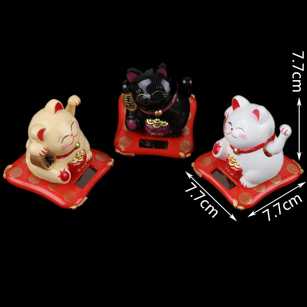 Maneki Neko черный/белый на солнечных батареях радушный Кот удача для дома автомобиля
