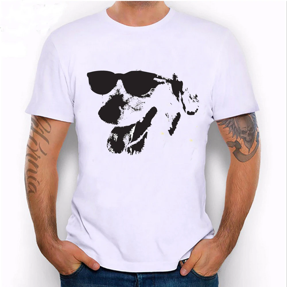 New Spring Summer Fashion Men's T-shirt Funny Strap Dog Print T-Shirt Pug Abs Casual Tees Man Tops Hipster Cool Male Tshirs | Мужская