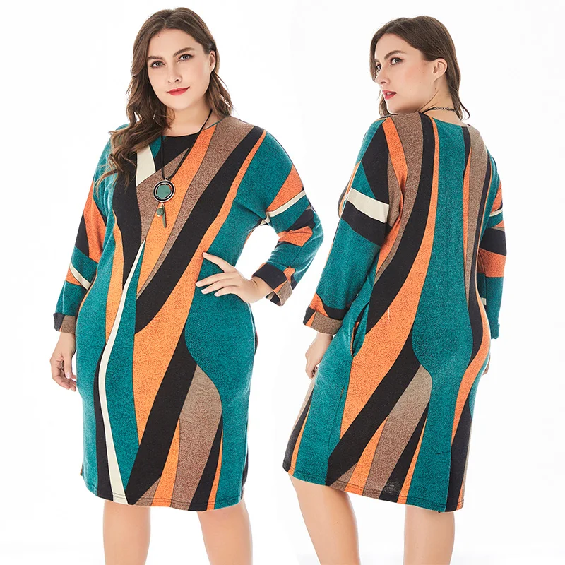 Miaoke 2019 осеннее женское платье большого размера Клубное вязаное высокого - Фото №1
