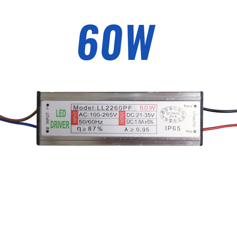 60W 50 Вт 100 Вт Высокая мощность с драйвером постоянного тока для светодиода водонепроницаемый IP65 источник питания AC110-265V вход для прожектора DC20-40V выход - Цвет: 60W