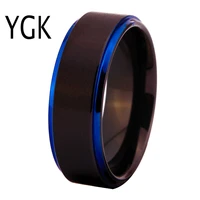 classic wedding rings for women mens fashion engagement ring male and female finger jewelry matte black with blue tungsten ring