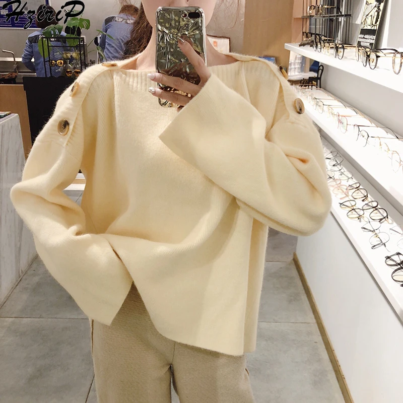 Новинка 2019 осенне-зимний женский свитер HziriP облегающий пуловер с длинным рукавом