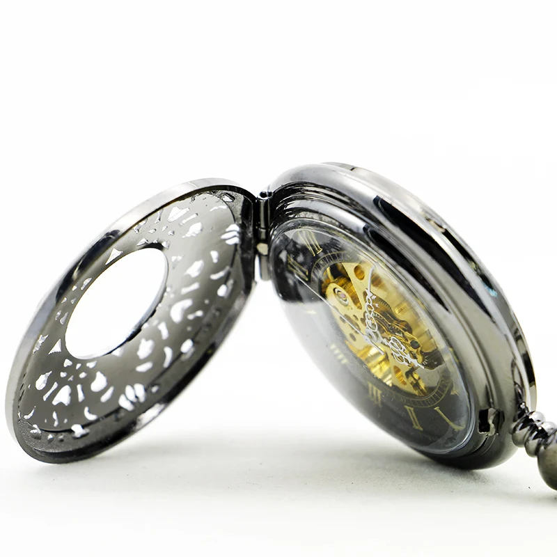 Deluxe Silver Gold Roman Display Dial Mechanical Pocket Watch Vintage Steampunk Manual Chain Necklace Pendant Accessory Clock