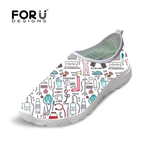 FORUDESIGNS/Лидер продаж; милый узор с изображением сиделки из мультфильма; Летняя женская обувь на плоской подошве; дышащие женские кроссовки из сетчатого материала; светильник; Вес; Zapatos - Цвет: H8313AA