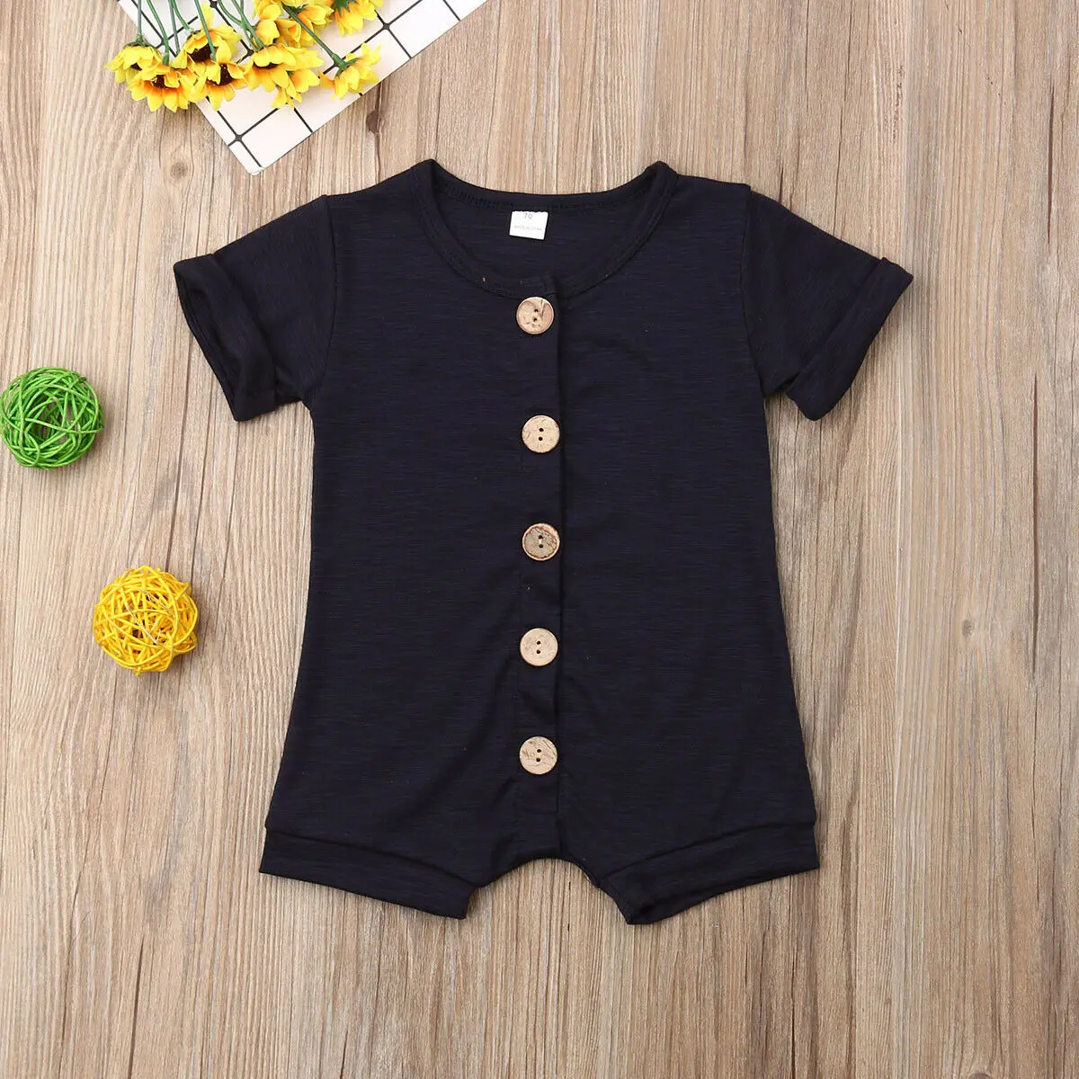 Детский летний комбинезон Pudcoco однотонный с коротким рукавом для маленьких