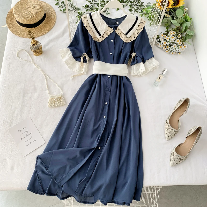 2019 новые модные женские платья французское винтажное платье контрастное