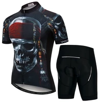 mens cycling jersey sets bicycle clothing short sleeve maillot ciclismo kit summer cycling bike bib shorts gel pad pirate skull