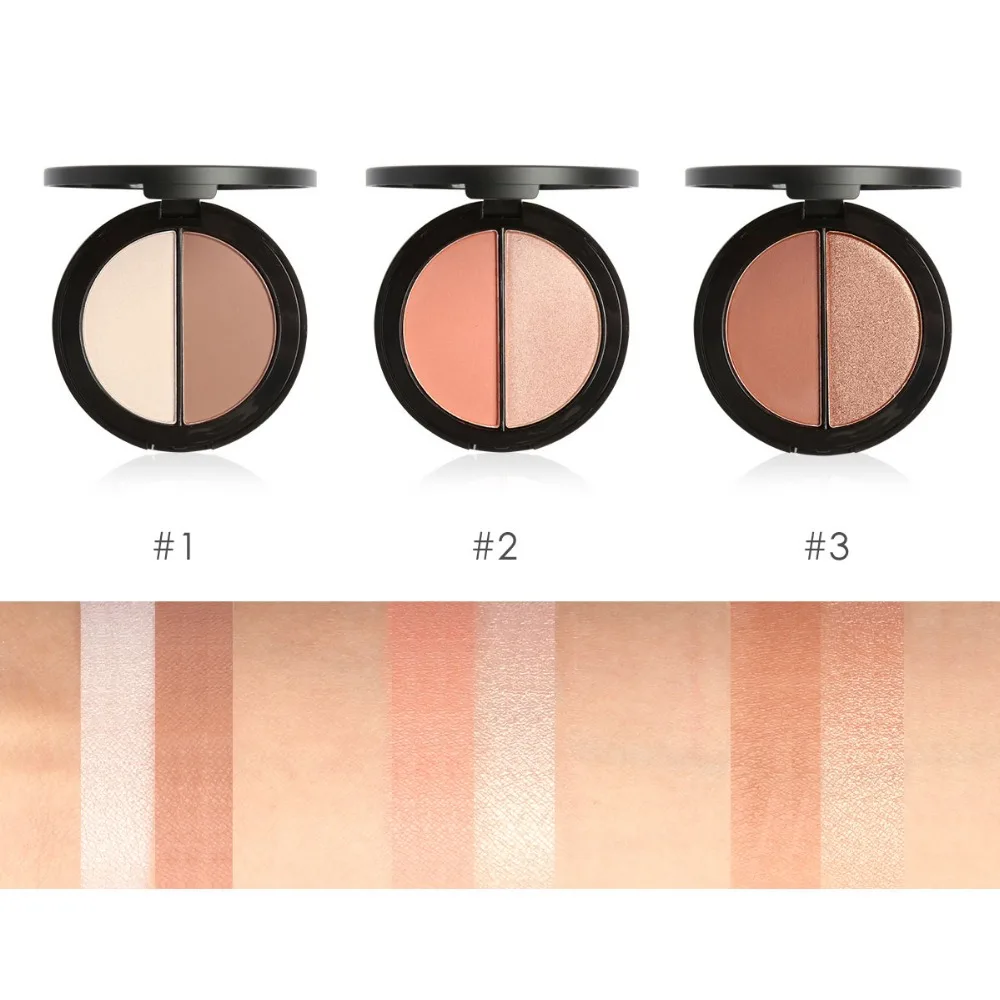 UBUB Brand Pro 2 Colors Face Powder Contour Highlighter Bronzer Palette Trimming Makeup Grooming Pressed #254827 | Красота и здоровье