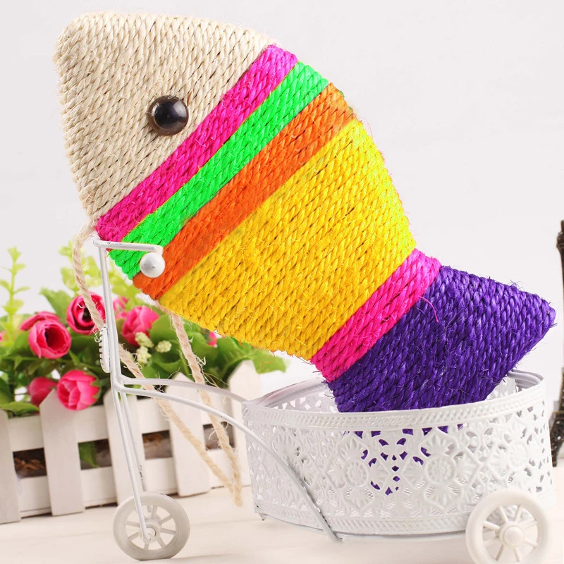 Pet toy colorful cat gifts natural sisal material Large three-dimensional fish scratch board Fish Playing Toy For | Дом и сад