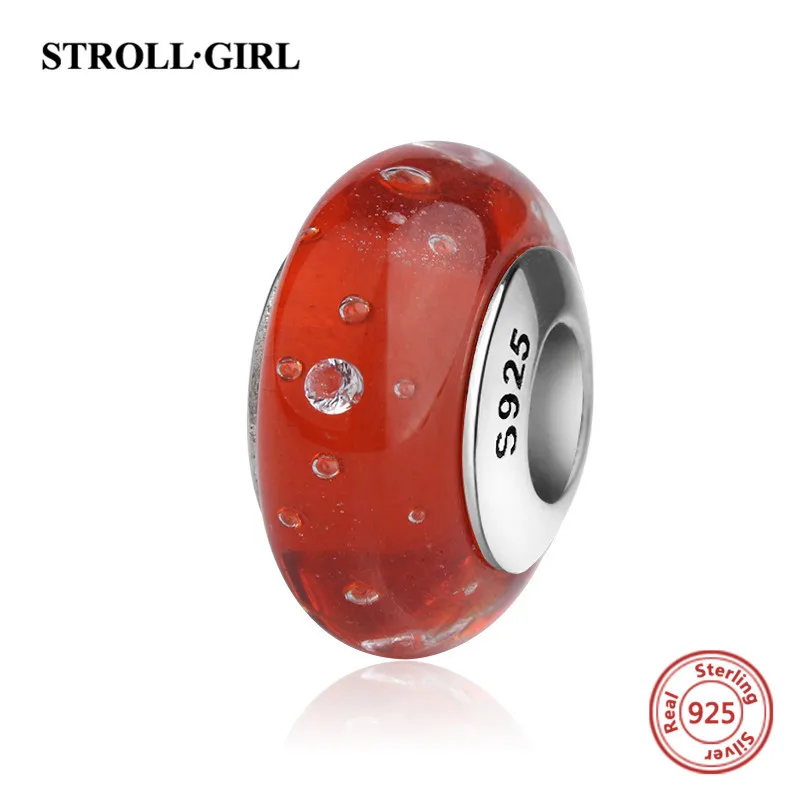 Strollgirl четыре листа клевера муранского стекла бусы 925 Серебро DIY прелести Fit браслет pandora ювелирные изделия делая подарки - Цвет: TG1053