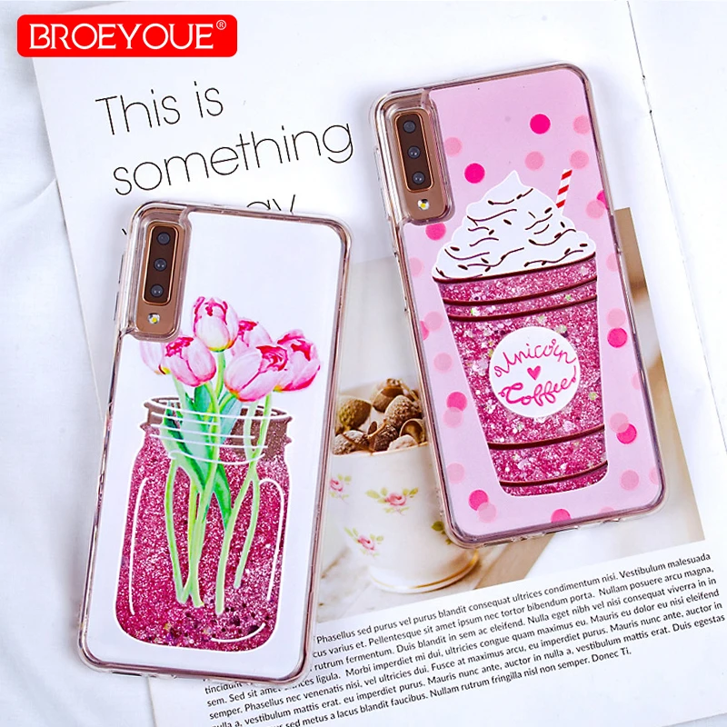 Glitter Liquid Quicksand Phone Case For Samsung Galaxy A3 A5 2017 S8 Plus Note 9 A7 2018 J3 J7 J5 |