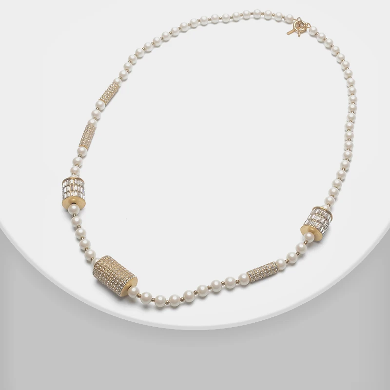 

Amorita boutique Geometric design glitter fashion pearl necklace