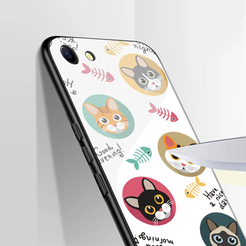Милый мультфильм закаленное Стекло задняя coque для OPPO A 3 Защитные чехлы Чехол OPPOA3