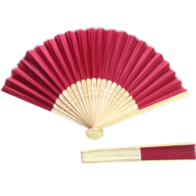 

10pcs wine red claret red marsala burgundy folding Silk Hand Fan wedding gifts