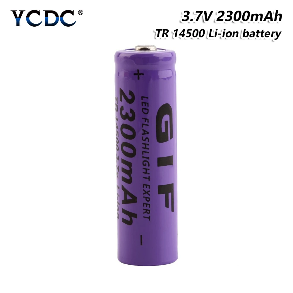 Фиолетовый остроконечный Топ GIF 14500 батарея 3 7 V 2300mAh литий ионная аккумуляторная