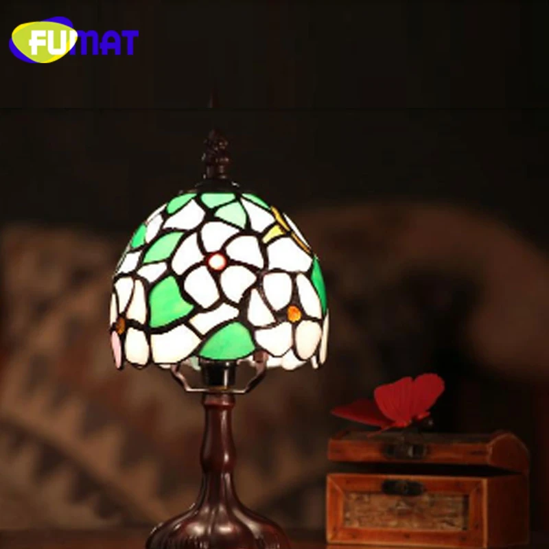 Настольная лампа FUMAT Tiffany цветущая вишня светодиодная витражная прикроватная