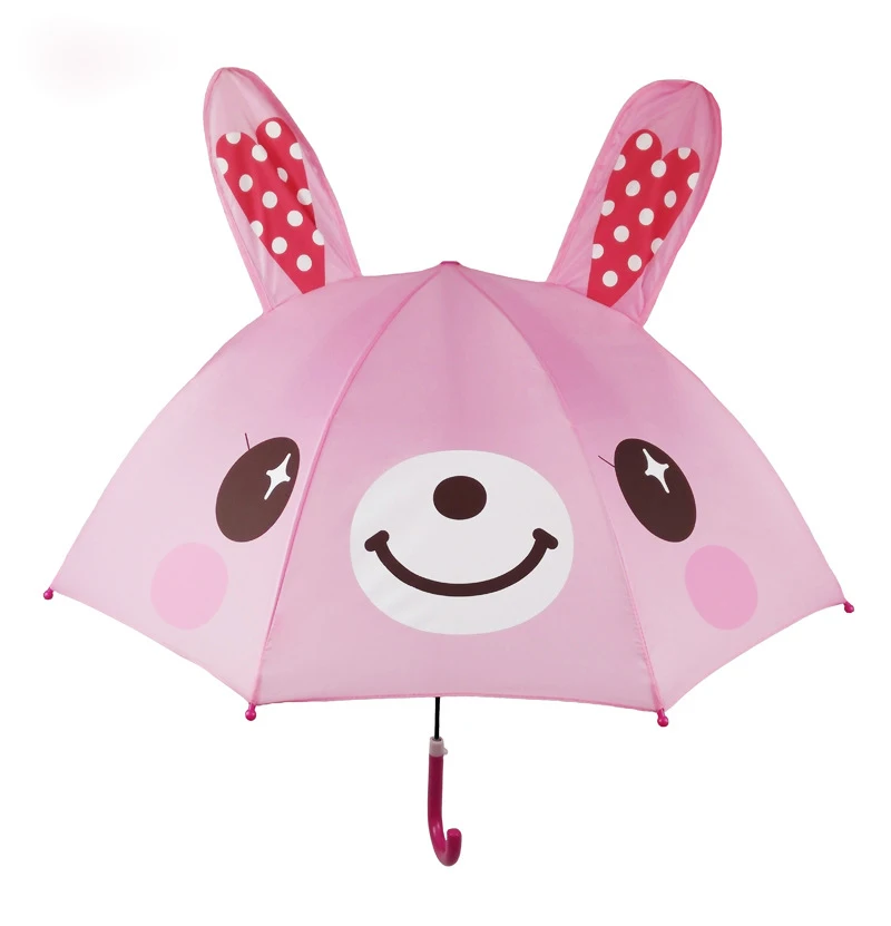 Pink rabbit Милый мультяшный детский зонтик, анимация, креативный, длинный, с 3D ушками, моделирование, детский зонтик для мальчиков и девочек - Цвет: Pink rabbit