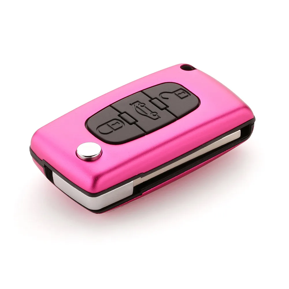 OkeyTech для Citroen C2 C3 C4 C5 C6 C8 для PEUGEOT 307 107 207 407 408 автомобильный пульт дистанционного управления флип Автомобильный ключ чехол Чехол 3 кнопки лезвие - Количество кнопок: Rose