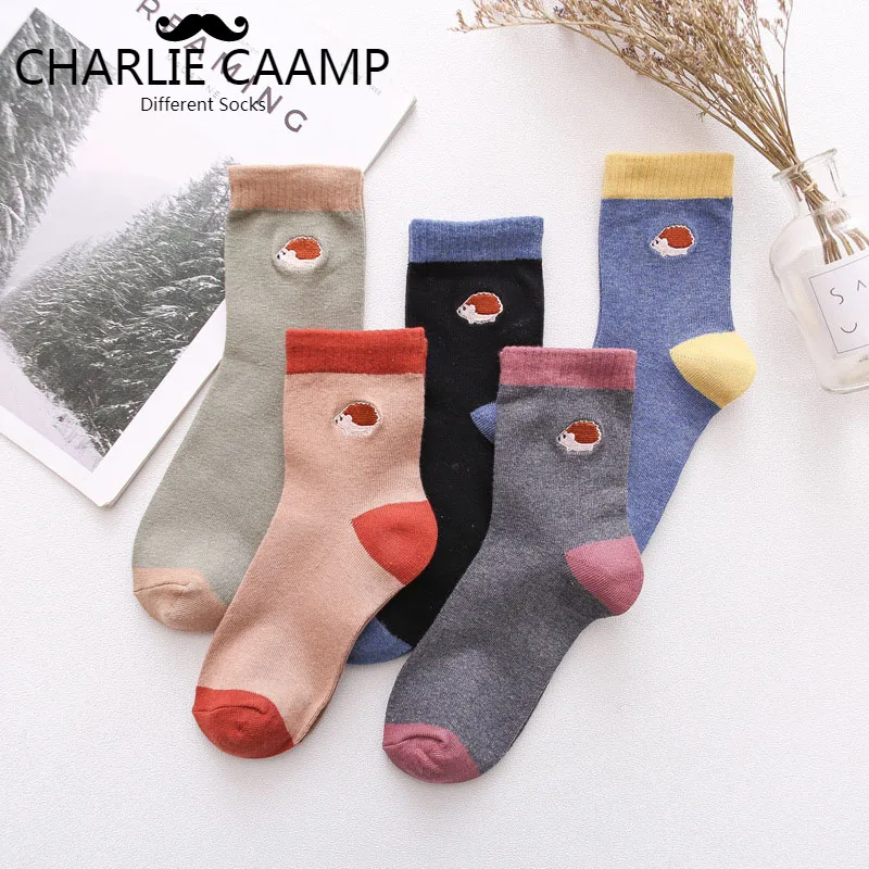 Женские носки хлопковые без пятки на осень и зиму милые женские с мультяшной