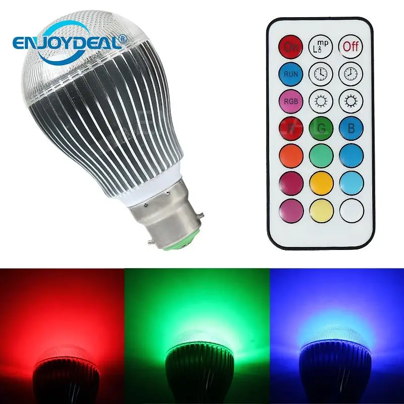 

Новая Светодиодная лампа RGB 9 Вт B22 с дистанционным управлением, Светодиодный точечный светильник с изменением цвета для празднисветильник ...