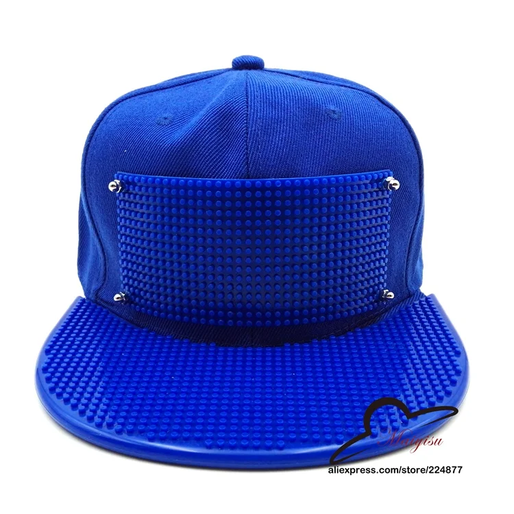 Кирпич зубчатая пластина настроить Snapback DIY логотип игрушечные строительные блоки козырьки на заказ шляпа Открытый Хип-хоп бейсболка - Цвет: screw cap no bricks