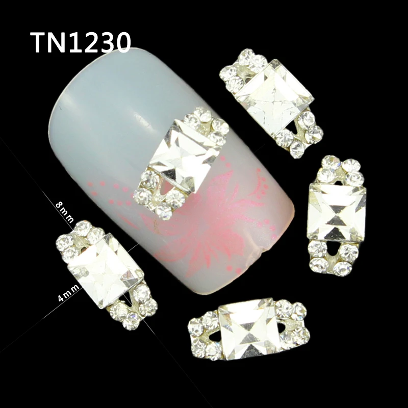 10 шт. Талисманы Дизайн ногтей Стразы 3D сплав Кольца бантом украшения Gitter гвоздь