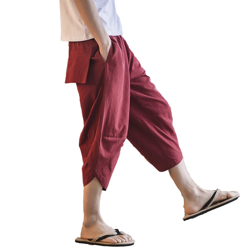 2019 новые модные хлопковые мужские свободные льняные шорты из Таиланда пляжные