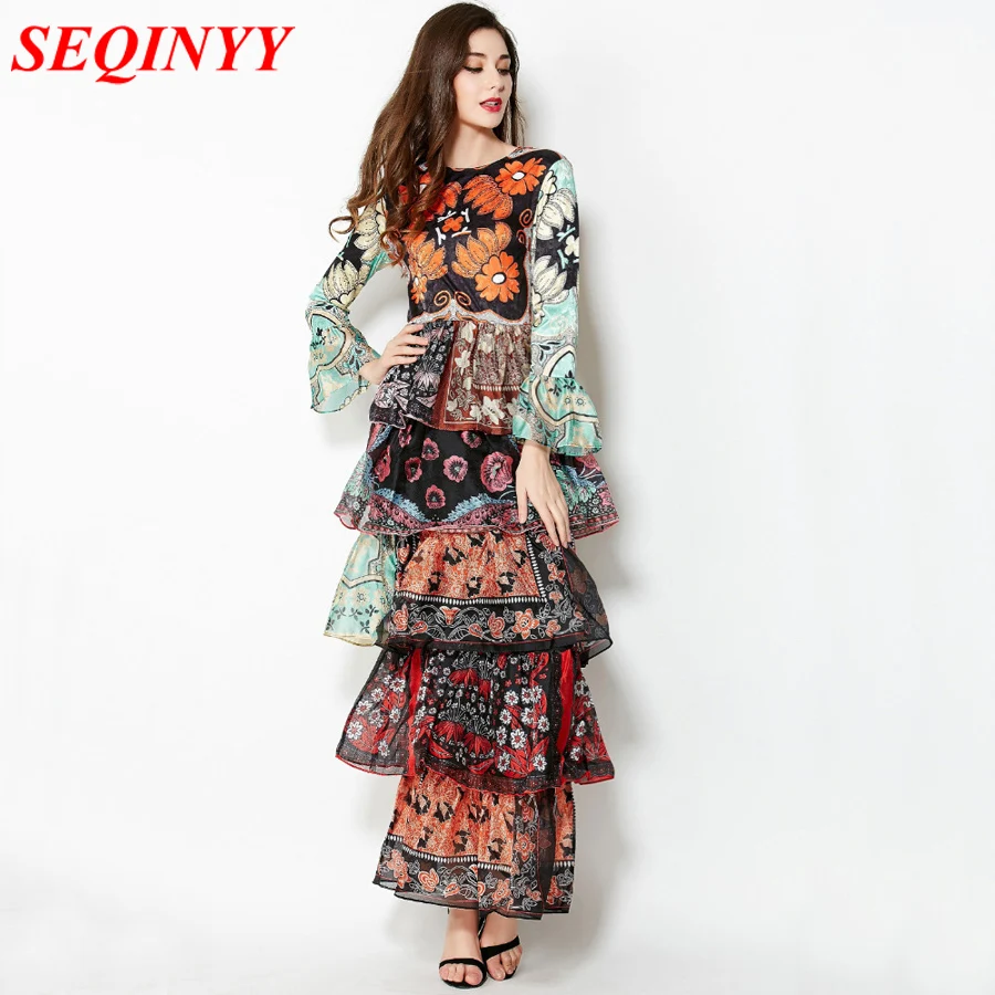 Женское Повседневное платье с принтом элегантное облегающее богемное длинными