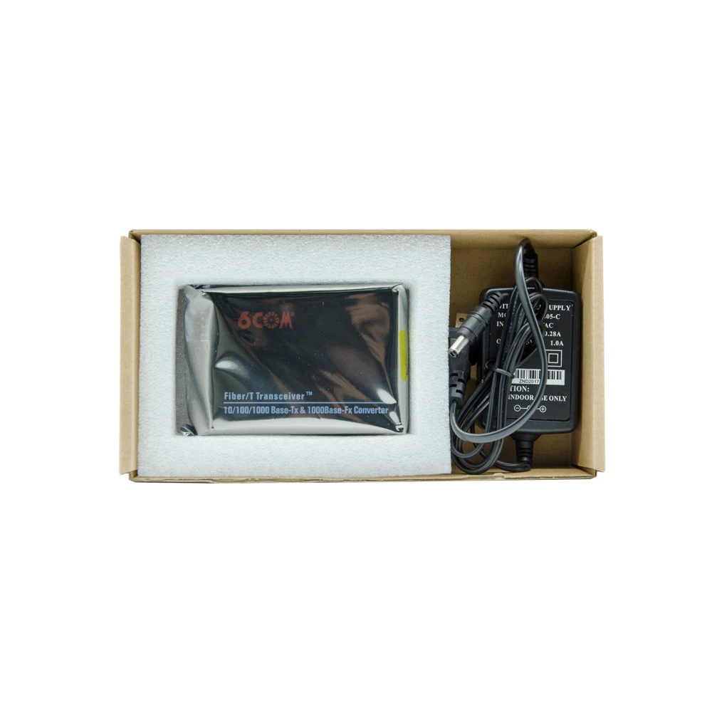 Медиаконвертер 6COM Gigabit Ethernet, 1,25 ГБ/сек. многомодовое SC волокно, 10/100/1000Base-TX до 1000Base-SX, до 550 м