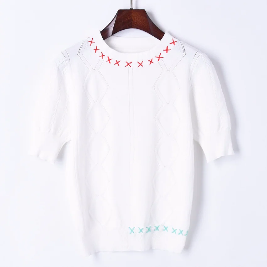 2018 Новый Стиль выдалбливают Геометрия узор трикотажная футболка Женская Мода