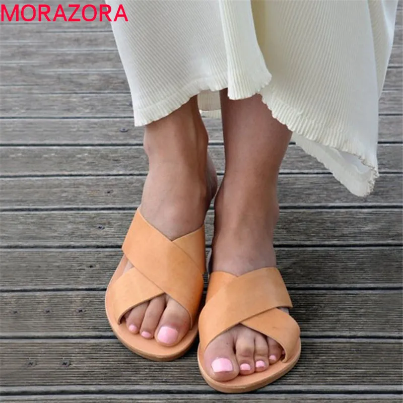 MORAZORA/2019 г. Новое поступление женские шлепанцы летняя обувь для улицы
