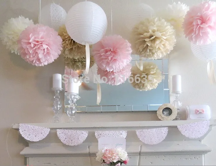 10 шт 50 см (20 дюймов) большой папиросной бумаги Pom Poms бумажный цветок шар для