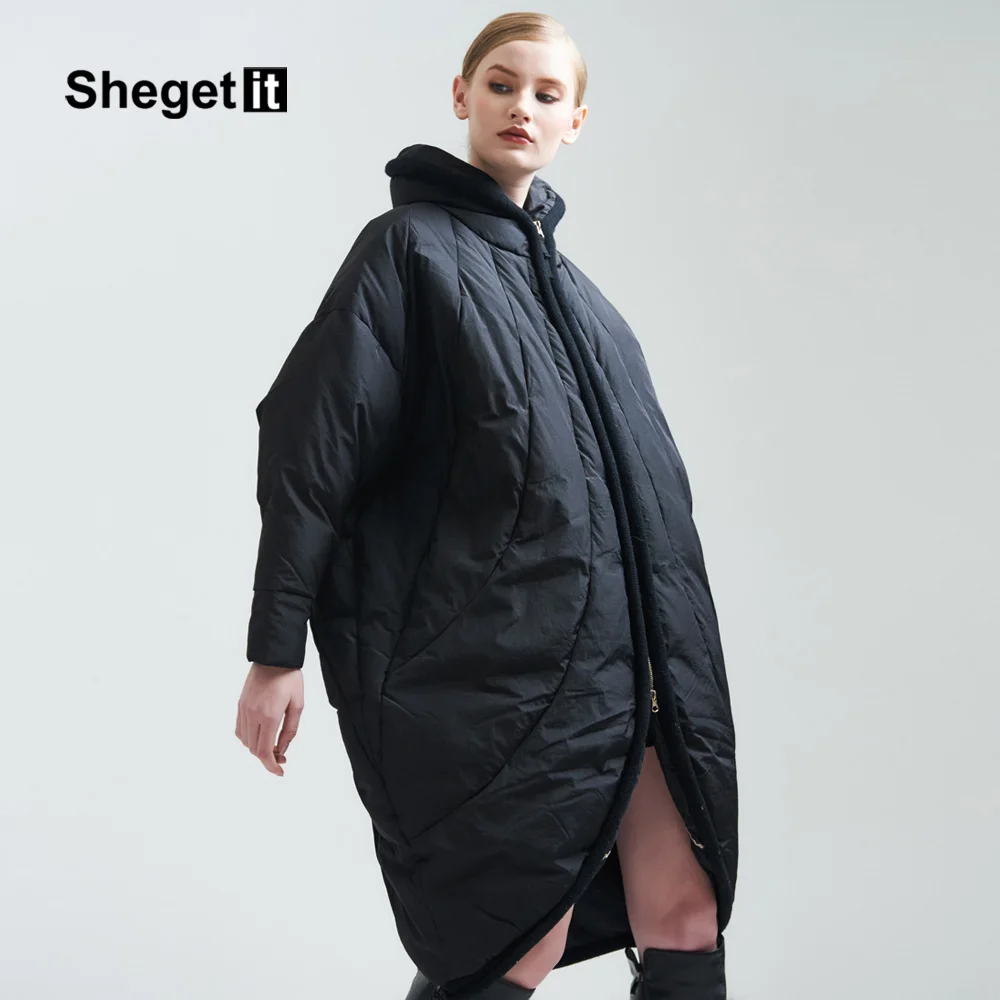Shegetit 2017 зимнее женское пуховое пальто парка теплая зимняя куртка минус 20