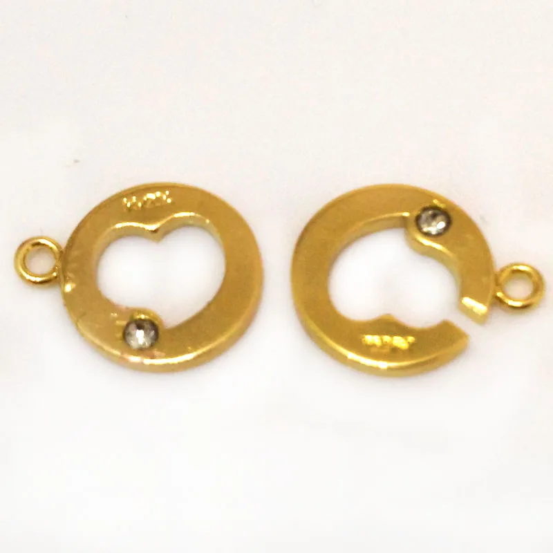 

Застежка с двойным кольцом 12x16 мм, Однорядная, с золотым наполнением, с кристаллом